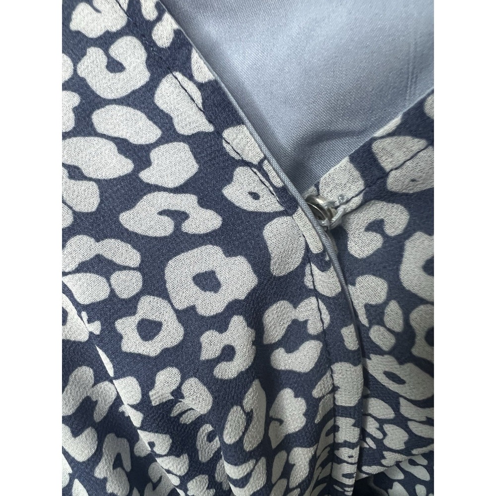 Prettygarden Blue White Leopard Print Wrap Maxi Dress V-Neck Belted Ruffle - Picture 6 of 7